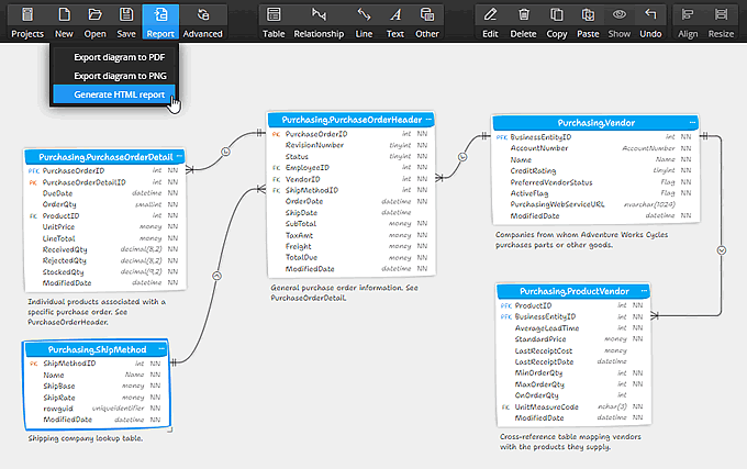 Export ERD to image - SQL Server Export ERD to image, pdf or generate HTML documentation from your SQL Server data model